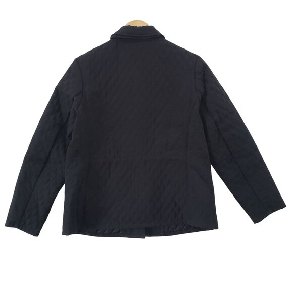Vintage 90s Dialogue Black Quilted Jacket Size 12 Outdoor Winter Layering Warm - Picture 2 of 5